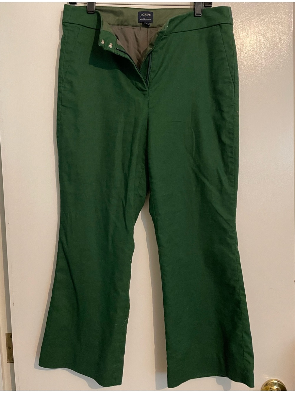 J Crew Factory Kelsey Pant (size 10) Fully Lines PINE GREEN COLOR - CROPPED